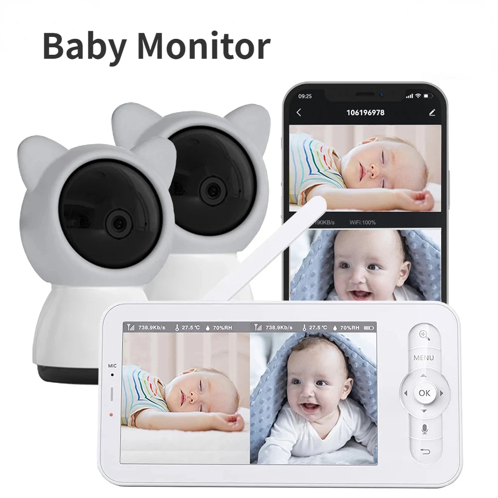 Audio Detect Music - مراقبة الطفل HD 5 بوصة LCD