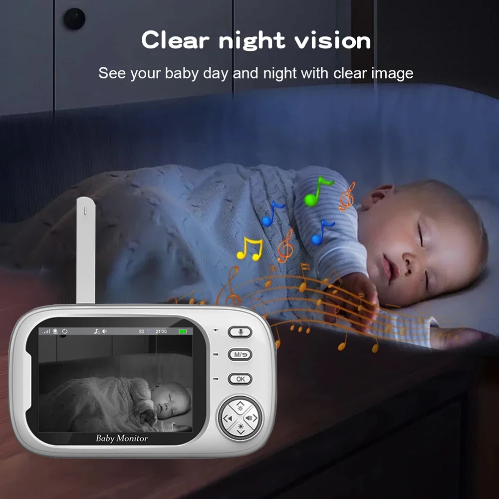كاميرا مراقبة الطفل 3.5 بوصة L - مراجعة Audio Detect Music وسعره