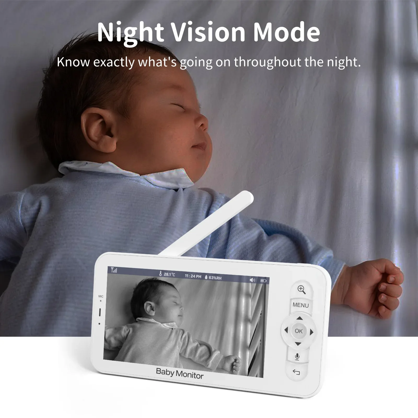 مراقبة الطفل HD 5 بوصة LCD اتج - مراجعة Audio Detect Music وسعره